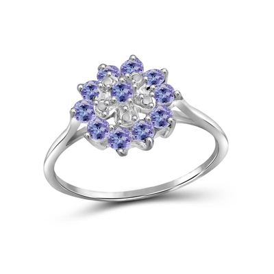 I gioiellieri di progettazione del fiore del ramo bastonano l'anello Sterling Silver Ring Jewelry di Tanzanite con l'accento bianco della CZ