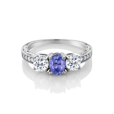 0,25 carati Tanzanite con Sterling Silver Ring Jewelry con l'accento bianco della CZ