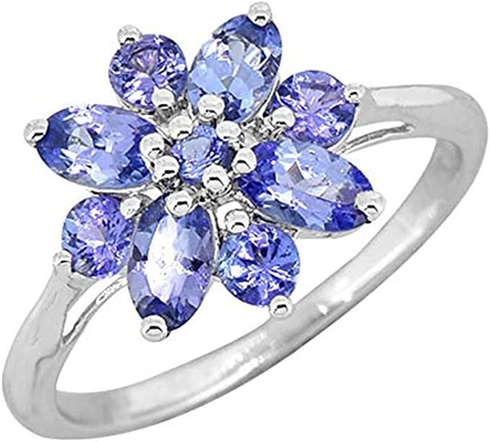 0,25 carati Tanzanite con Sterling Silver Ring Jewelry con l'accento bianco della CZ