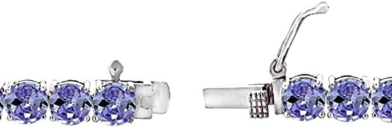 24,70 CTW Tanzanite naturale e braccialetto della CZ in oro bianco solido 14K