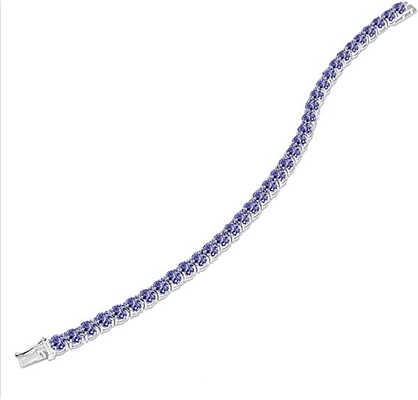 24,70 CTW Tanzanite naturale e braccialetto della CZ in oro bianco solido 14K