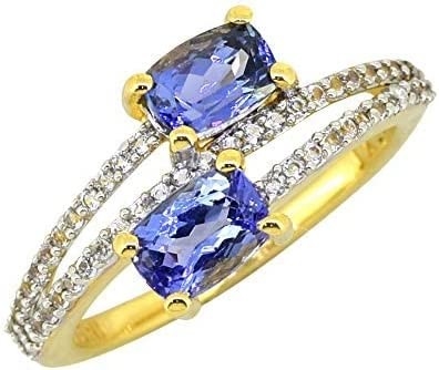 6,02 oro bianco solido blu naturale dell'anello 18K di CTW Tanzanite