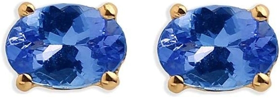 orecchini naturali genuini di Tanzanite di ovale dell'oro bianco 14k con la CZ