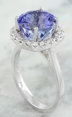 6,02 oro bianco solido blu naturale dell'anello 18K di CTW Tanzanite