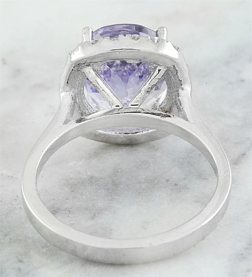 6,02 oro bianco solido blu naturale dell'anello 18K di CTW Tanzanite