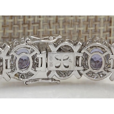 24,70 CTW Tanzanite naturale e braccialetto della CZ in oro bianco solido 14K