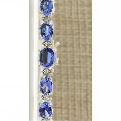 11,80 CTW Tanzanite naturale e braccialetto della CZ in oro bianco solido 14k