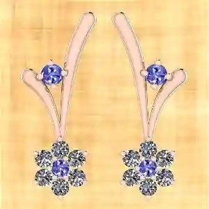 7,82 CTW Tanzanite naturale ed oro giallo del solido degli orecchini 14K della CZ
