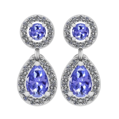 7,82 CTW Tanzanite naturale ed oro giallo del solido degli orecchini 14K della CZ
