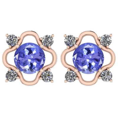 7,82 CTW Tanzanite naturale ed oro giallo del solido degli orecchini 14K della CZ