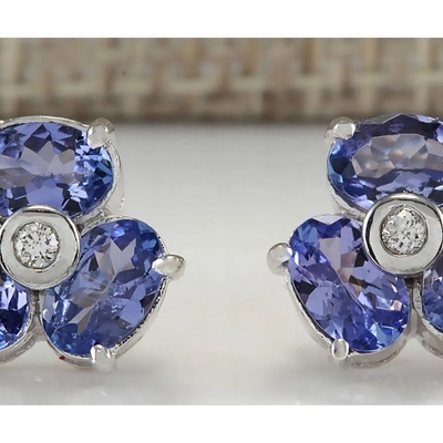 0,5 anelli Sterling Silver Ring Jewelry di JewelersClub Tanzanite di progettazione del fiore del ramo di carati con l'accento bianco della CZ