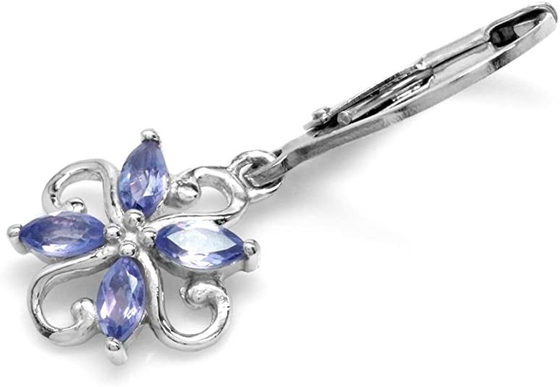 0,5 anelli Sterling Silver Ring Jewelry di JewelersClub Tanzanite di progettazione del fiore del ramo di carati con l'accento bianco della CZ