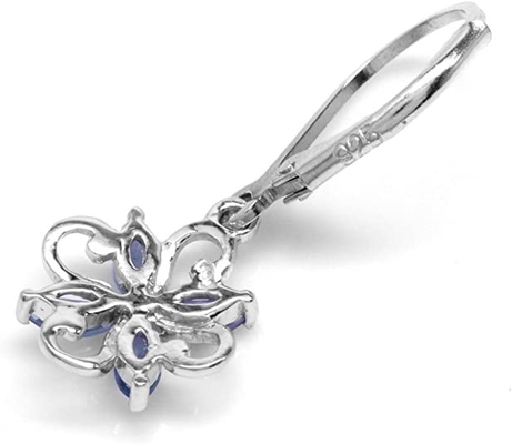 0,5 anelli Sterling Silver Ring Jewelry di JewelersClub Tanzanite di progettazione del fiore del ramo di carati con l'accento bianco della CZ