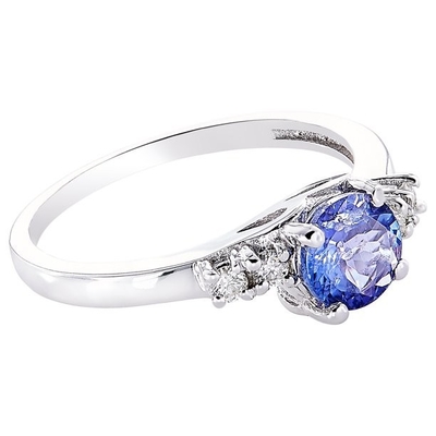 Anello Sterling Silver Ring Jewelry di JewelersClub Tanzanite di progettazione del fiore con l'accento bianco della CZ