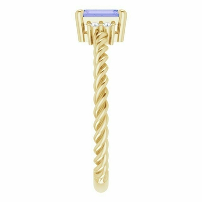 Oro giallo di Ring In 14K di impegno della corda di Tanzanite 0.06CTW