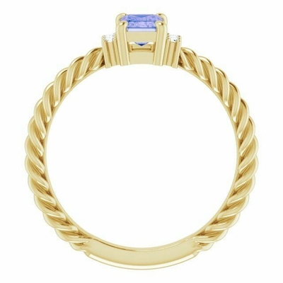 Oro giallo di Ring In 14K di impegno della corda di Tanzanite 0.06CTW