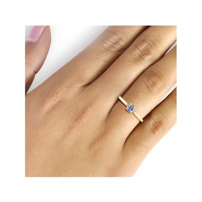 Oro giallo di Ring In 14K di impegno della corda di Tanzanite 0.06CTW