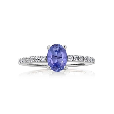 oro bianco dell'anello di fidanzamento 14k di principessa Cut Natural Tanzanite di 4mm