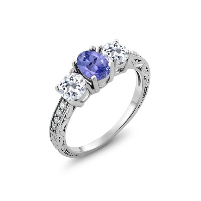 Carati Tanzanite 0,925 accenti bianchi di Sterling Silver Ring Jewelry With CZ