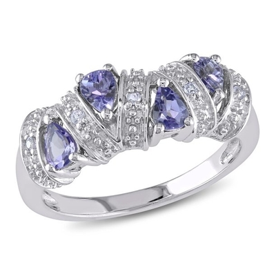 Con l'anello di 925 Sterling Silver Rhodium Tanzanite Engagement