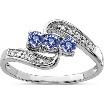 Con l'anello di 925 Sterling Silver Rhodium Tanzanite Engagement
