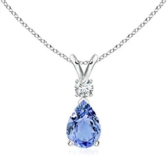 Collana naturale CZ Sterling SilverI 14K del pendente del cuore di infinito di Tanzanite
