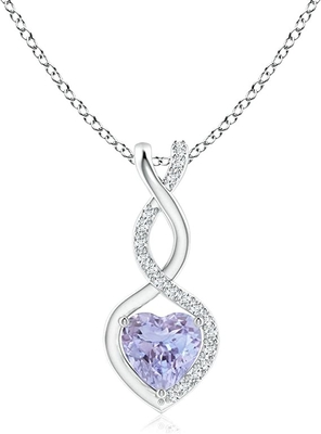 Collana naturale CZ Sterling SilverI 14K del pendente del cuore di infinito di Tanzanite