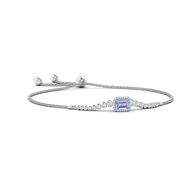 Braccialetto naturale regolabile di ANGARA Tanzanite per l'oro bianco delle ragazze 14K delle donne