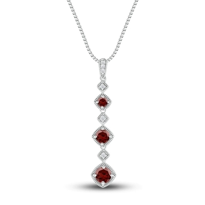Garnet Necklace naturale 1/20 di diamante di ct TW con 925 Sterling Silver