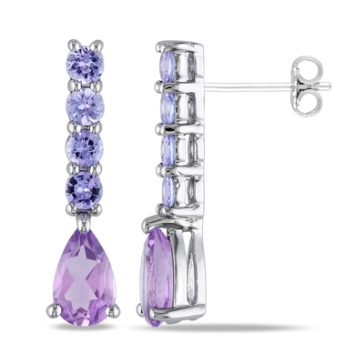 Ametista &amp; Diamond Drop Earrings in orecchini pendenti dell'oro 9ct per le donne