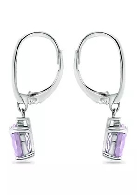2,46 Ct. T.W. And 1/10 di Ct. Orecchini ametisti di T.W. CZ Leverback in Sterling Silver