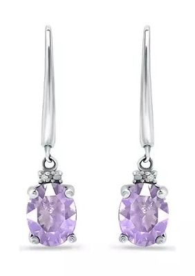 2,46 Ct. T.W. And 1/10 di Ct. Orecchini ametisti di T.W. CZ Leverback in Sterling Silver