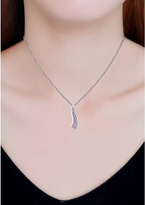 1/3 di ct. t.w. Collana ametista del pendente di viaggio 7-Stone in Sterling Silver