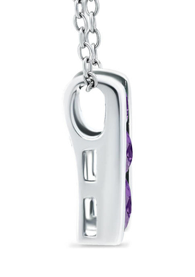 3/8 di ct. t.w. Collana ametista del pendente della scala 3-Stone in Sterling Silver
