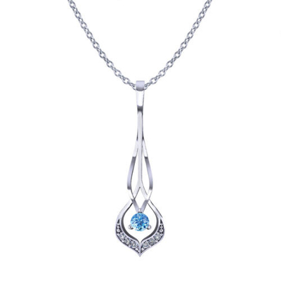 La pera della collana dell'oro bianco della CZ 14k dell'acquamarina modella i diamanti 10cttw di 6x9mm
