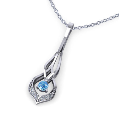 La pera della collana dell'oro bianco della CZ 14k dell'acquamarina modella i diamanti 10cttw di 6x9mm