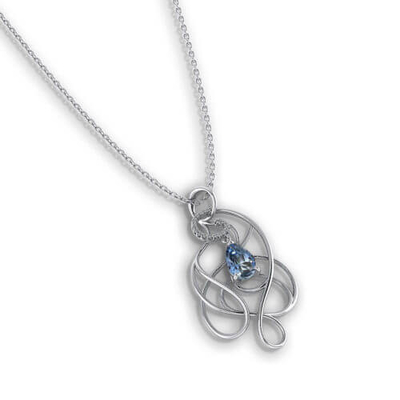 La pera della collana dell'oro bianco della CZ 14k dell'acquamarina modella i diamanti 10cttw di 6x9mm