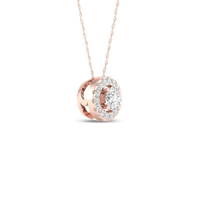 Collana imperiale del pendente di 1/6Ct TDW CZ 10k Rose Gold Round Diamond Halo