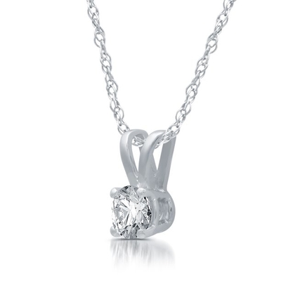 oro bianco della collana 14K del pendente del solitario della CZ del giro 1/5ct