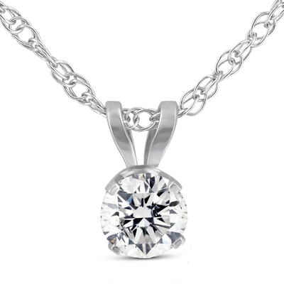 oro bianco della collana 14K del pendente del solitario della CZ del giro 1/5ct