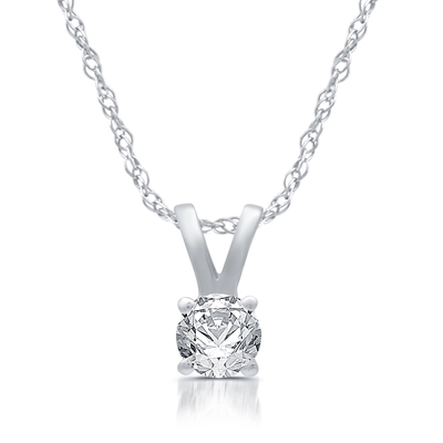 oro bianco della collana 14K del pendente del solitario della CZ del giro 1/5ct