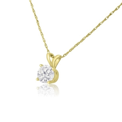 Collana del solitario della CZ di carati di 1/2 in oro giallo di 14 carati (J-K Color, chiarezza I1-I2)
