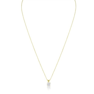 Collana del solitario della CZ di carati di 1/2 in oro giallo di 14 carati (J-K Color, chiarezza I1-I2)