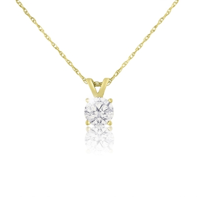 Collana del solitario della CZ di carati di 1/2 in oro giallo di 14 carati (J-K Color, chiarezza I1-I2)
