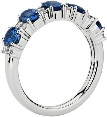 Il laboratorio ovale blu ha creato lo zaffiro e la Cinque-pietra Ring With Silver della CZ