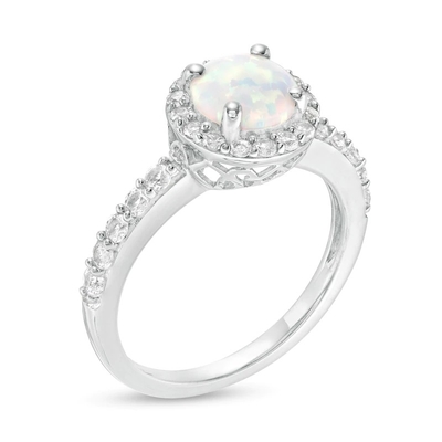 Opale ovale e 1/15 di CT. Anello dello stinco di spaccatura del passaggio di T.W. CZBy in Sterling Silver