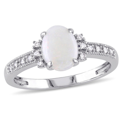 Opale ovale e 1/15 di CT. Anello dello stinco di spaccatura del passaggio di T.W. CZBy in Sterling Silver