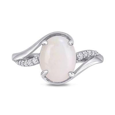 Opale ovale e 1/15 di CT. Anello dello stinco di spaccatura del passaggio di T.W. CZBy in Sterling Silver