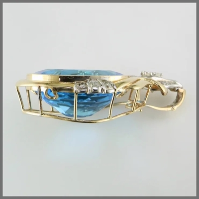 14K in tondo ha tagliato il pendente blu di Topaz And CZ migliora per le donne