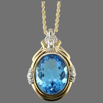 14K in tondo ha tagliato il pendente blu di Topaz And CZ migliora per le donne